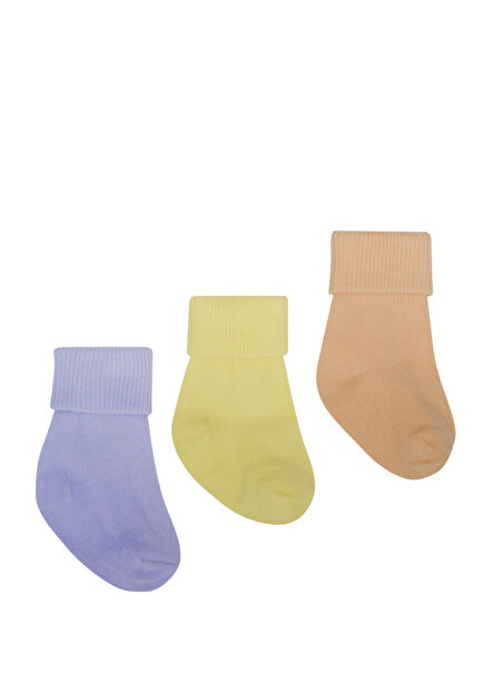 Renkli Yenidoğan Unisex Bebek 3'lü Çorap Seti