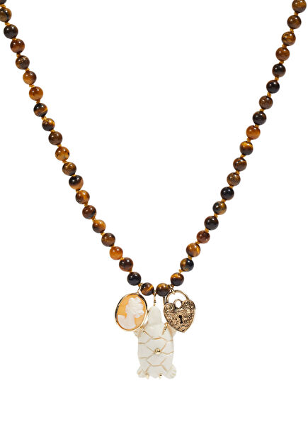 Tiger Eye Stone Women's Gold Necklace