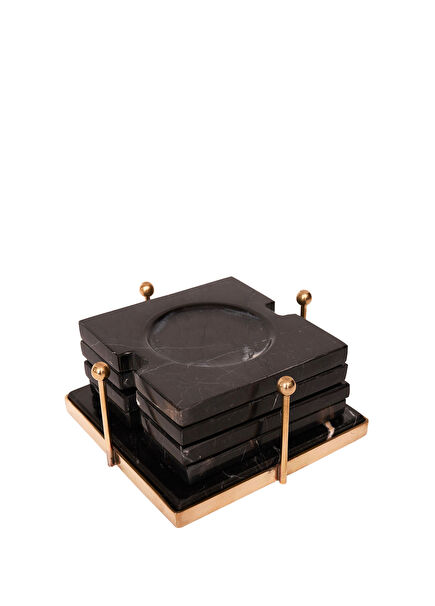 Timeless Toro Black Marble Coaster Set