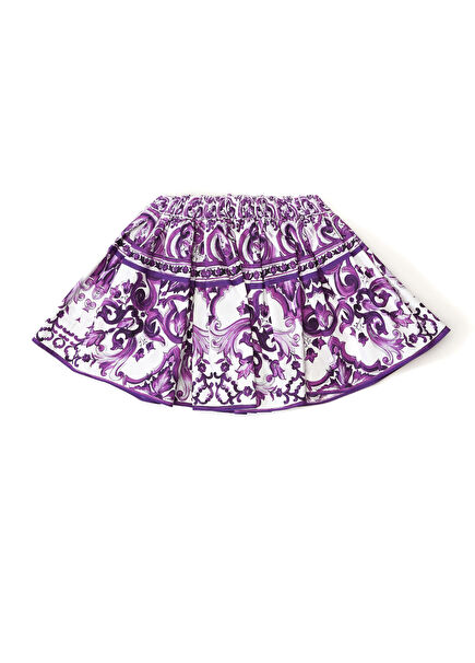 Purple Majolica Patterned Girls Skirt