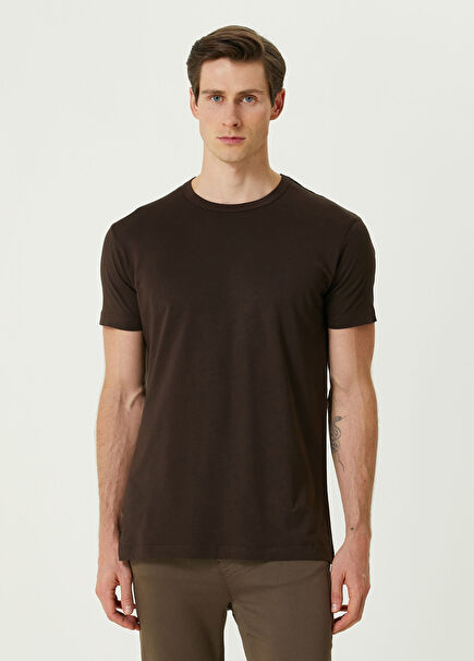 Qsimple Muscle Fit Acı Kahve Modal Kısa Kollu Erkek T-shirt