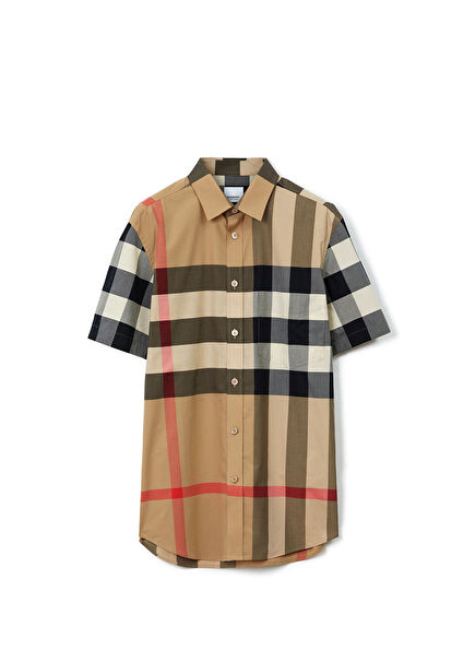 Somerton Stretch Cotton Poplin Beige Men's Shirt