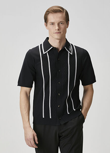 Siyah Kısa Kollu Polo Triko