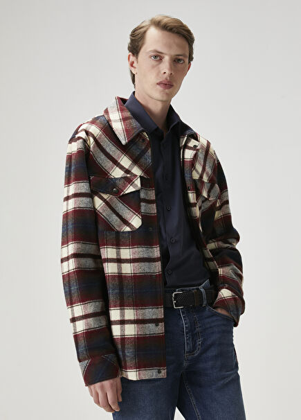 Red Plaid Pattern Outer Shirt