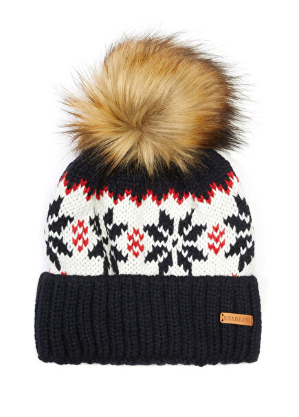 Lars Navy Blue White Women's Beanie