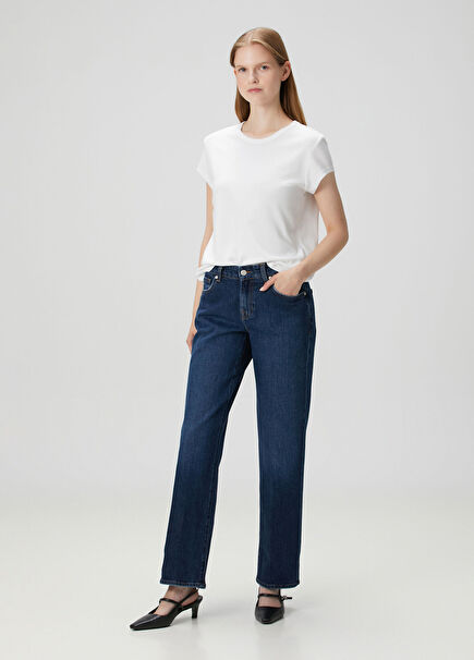 Calie Straight Koyu Mavi Jean Pantolon