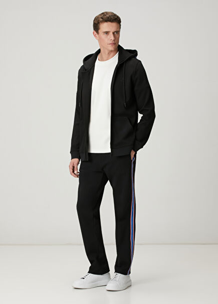 Black Color Stripe Detailed Sweatpants