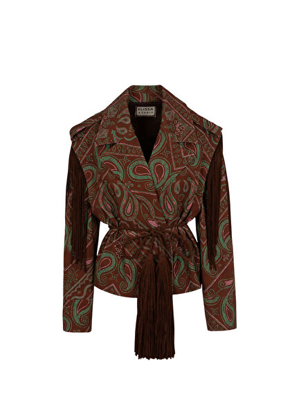 Grace Brown Ethnic Patterned Women's Jacket