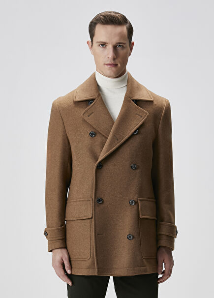 Camel Hair Wool Double-Breasted Coat