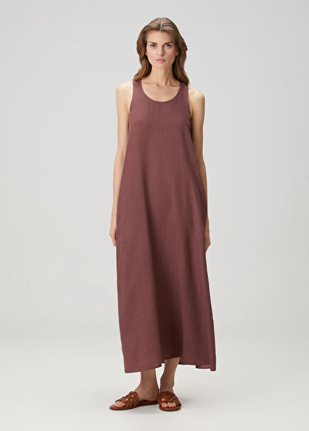 Faith Burgundy Maxi Linen Dress