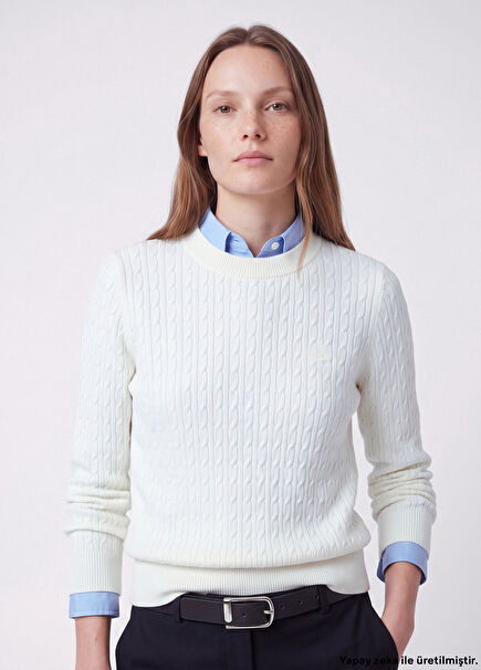 Ecru Cable Knit Sweater