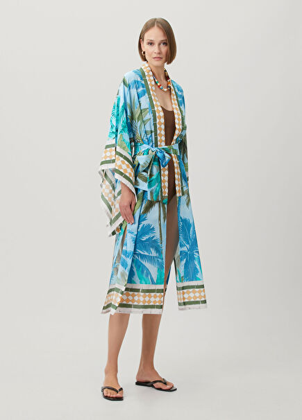 Summer Blue Patterned Kaftan