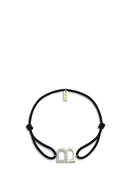 B Letter 14K Gold Women's Bracelet with Diamonds