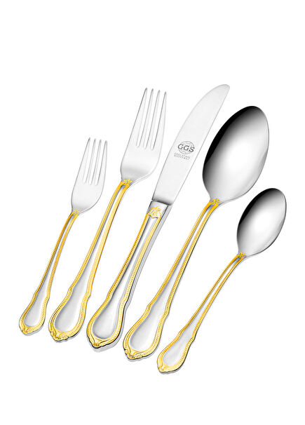 Rebeka Altın Rengi Çelik 12 Kişilik 96 Parça Çatal Kaşık Bıçak Seti