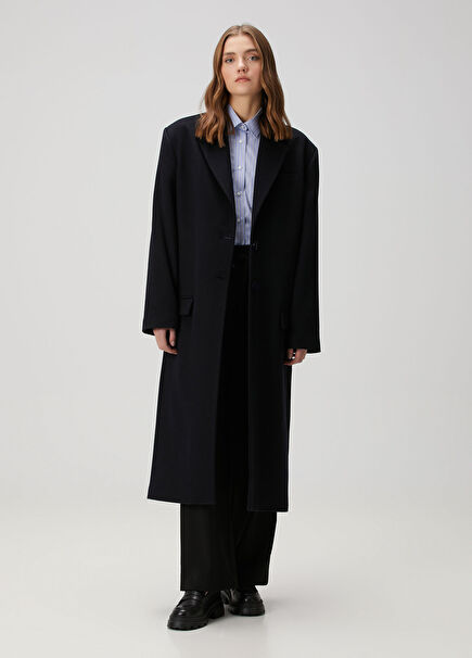 Navy Blue Wool Coat
