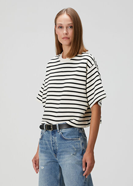 Myers Black White Striped T-Shirt