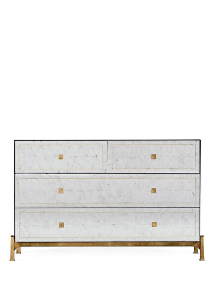 Modern Luxe Silver Gold Glass Dresser