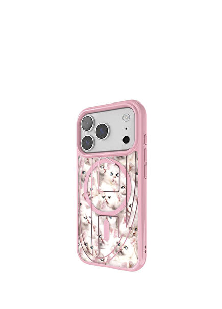 iPhone 17 Pro Oval D Cat Print Pink Magsafe Compatible Phone Case