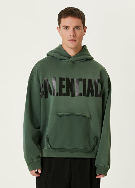 Dark Green Logo Printed Sweatshirt