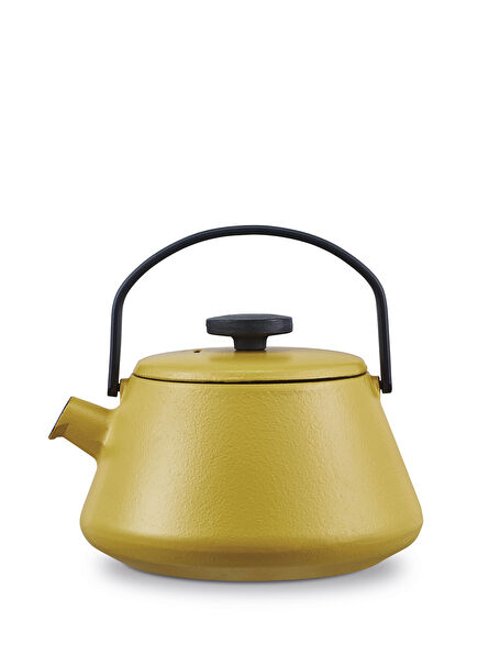 T-Time Mustard Yellow Hardal Demir Döküm Demlik