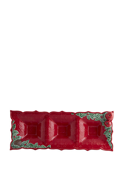 Christmas Garland Red Porcelain Cheese Plate