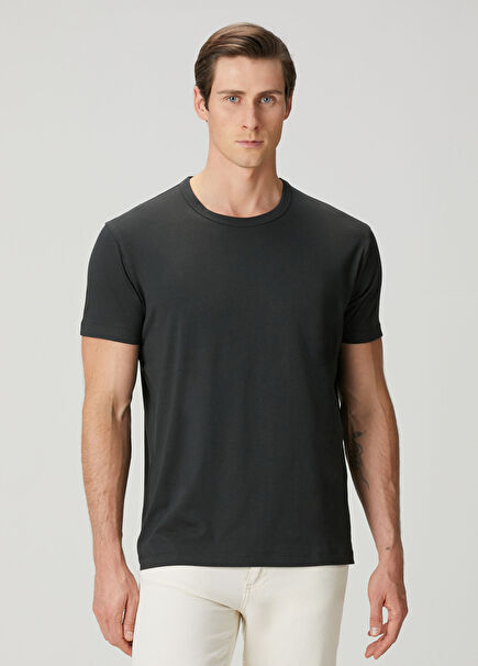 Bosphorus Premium Qsimple Muscle Up Fit Steelsmoke Modal Kısa Kollu Erkek T-shirt