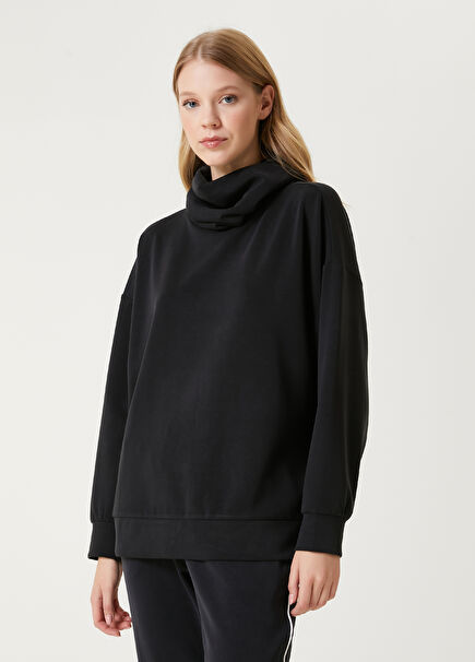 Black Draped Modal Sweatshirt