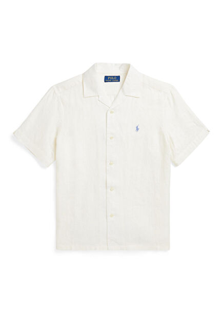 White Unisex Kids Linen Shirt