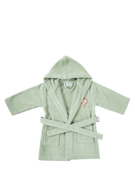 Simba Mint Embroidered Cotton Velvet Baby and Kids Bathrobe