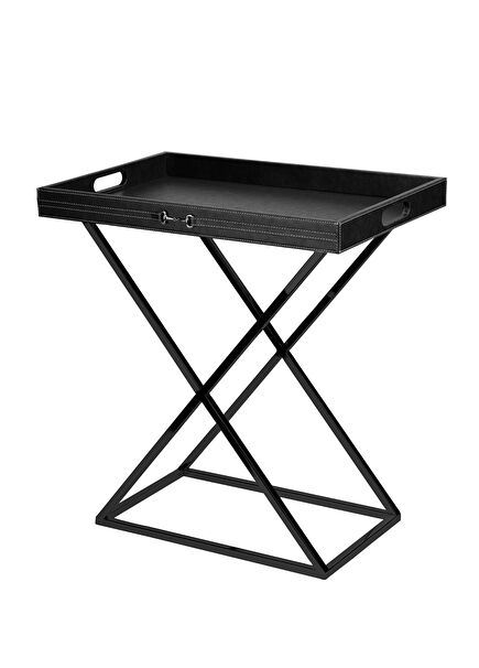 Black Rectangular Tray Side Table