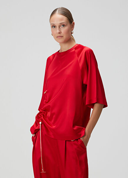 Sophia Red Satin Evening Blouse