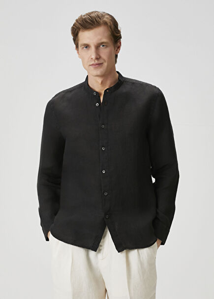 Siyah Keten Gömlek