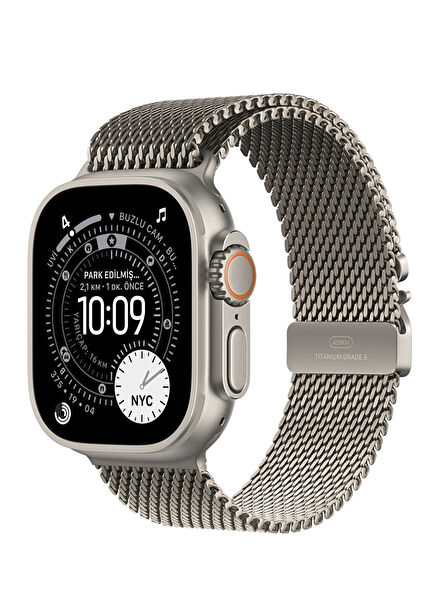 Watch Ultra 3 GPS + Cellular 49mm Natürel Titanyum Kasa ve Natürel Titanyum Küçük Boy Milano Loop Akıllı Saat MEWW4TU/A