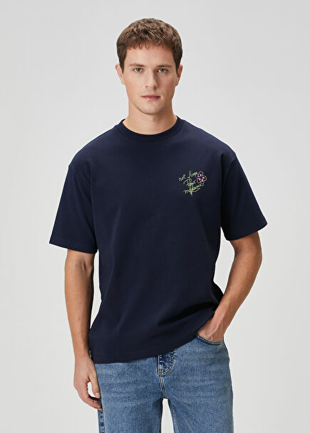 Slogan Esquisse Navy Blue T-Shirt