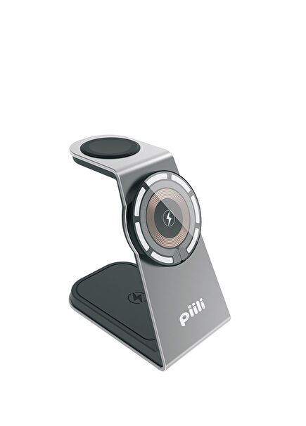 Siyah Alüminyum Magsafe Kablosuz Şarj Standı 