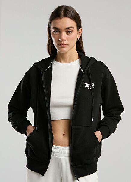 Ever Classics Black Hooded Women's Sports Sweatshirt