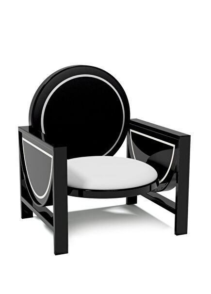 Black and White Lacquered Wooden Armchair