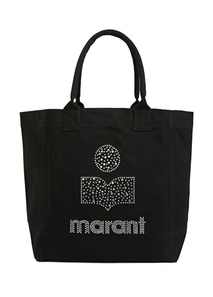 Siyah Logo İşlemeli Kadın Alışveriş Çantası