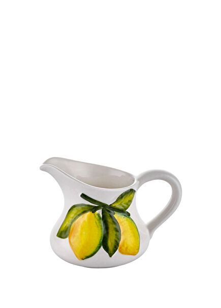 Beyaz Limoni Desenli Seramik Sürahi