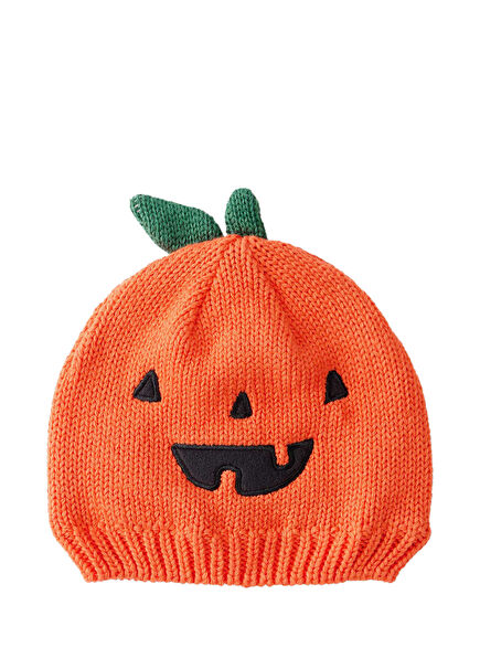 Balkabağı Figürlü Turuncu Pamuklu Unisex Bebek Bere