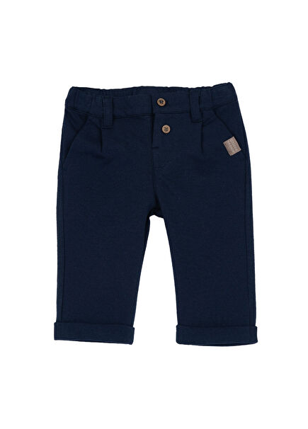 Navy Blue Cotton Cuffed Baby Boy Long Pants