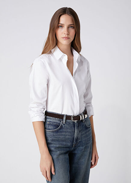 Slim Fit Non-Iron Kırık Beyaz Gömlek