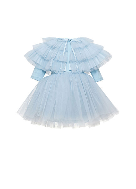 Mavi Pelerinli Tütü Kız Çocuk Elbise