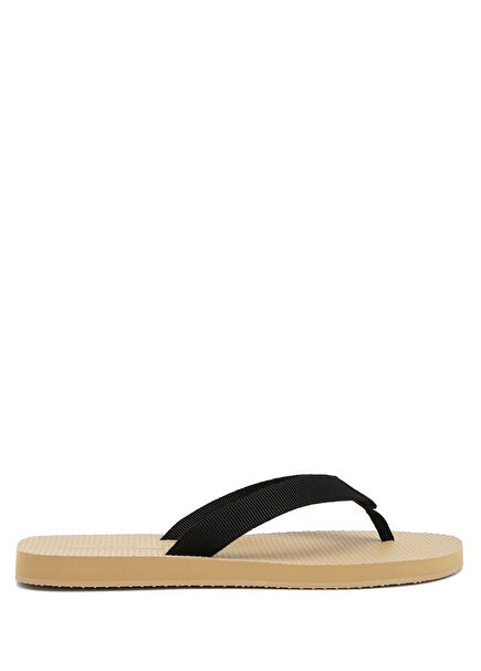 Beige Black Women's Beach Slippers