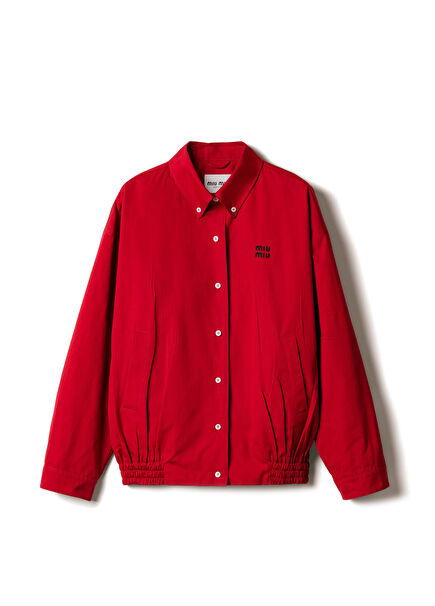 Red Women's Poplin Blouse Jacket