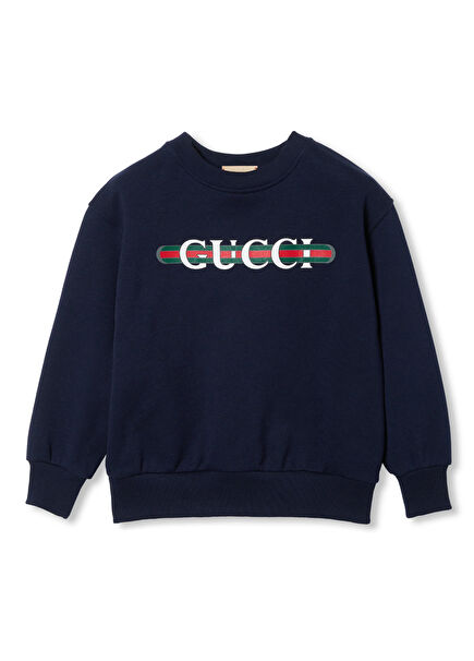 Dark Blue Logo Detailed Baby Boy Sweatshirt