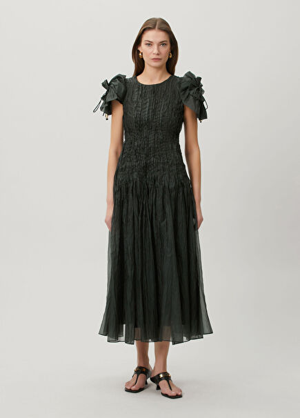Angeli Khaki Midi Evening Dress