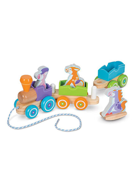 Wooden Rocking Farm Animals and Pull-Along Train