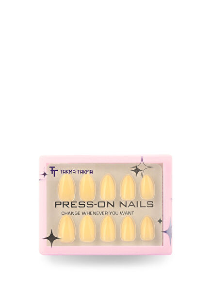 Sarı Kısa Badem 30'lu Protez Takma Tırnak MKBD1738