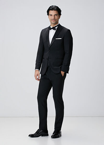 Black Wool Blend Tuxedo Suit
